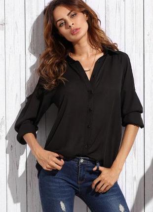 Блуза, рубашка  черная. блузка, вискозного типа в стиле zara