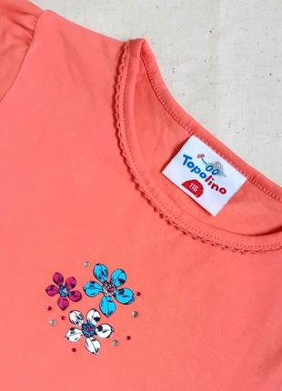Коралловая с цветочками футболка topolino германия на 6 лет (1...