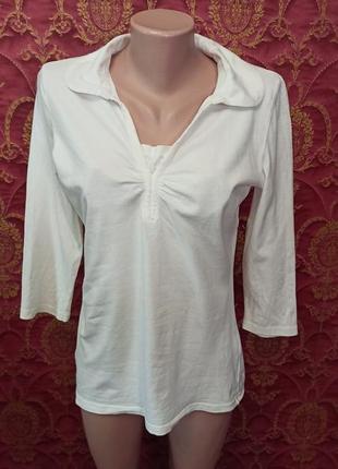 Белая футболка из хлопка с воротничком john baner