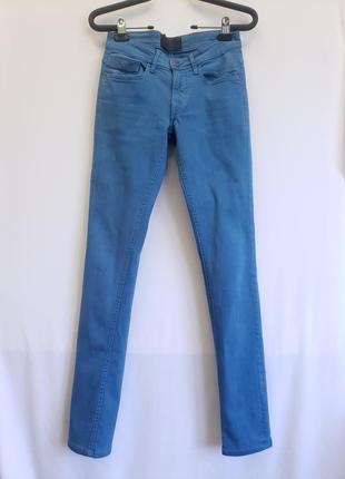 Ярко-голубые джинсы, скинни, деним, облегающие брюки