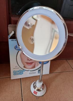 Складное косметическое зеркало для макияжа круглое увеличитель...