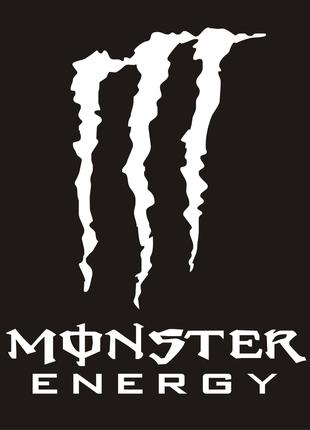 Наклейка Monster Energy - 21 х 17 см белая