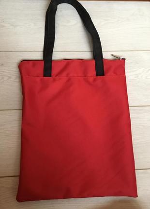 Красный шоппер на молнии, сумка для покупок