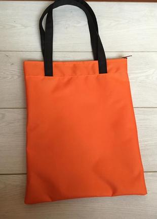 Оранжевый шоппер на молнии, сумка для покупок