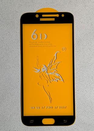 Защитное стекло 6D для Samsung Galaxy J7 2017 с рамкой чёрного...
