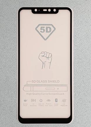 Защитное стекло 5D для Xiaomi Redmi Note 6 Pro с рамкой чёрног...