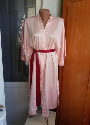 Роскошный пудровый халат миди кимоно victoria's secret