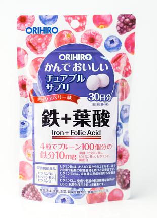 Жевательные витамины железо и фолиевая кислота ORIHIRO IRON