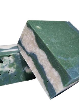 Натуральное мыло с голубой и зеленой глинами ручной работы 100...