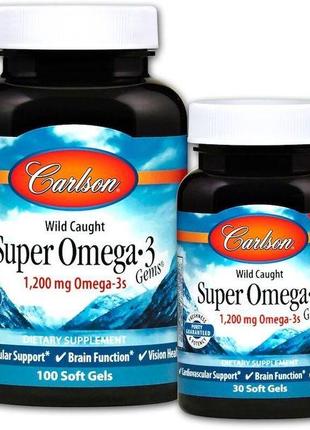 Carlson Labs, Wild Caught Super Omega-3 Gems, высокоэффективна...