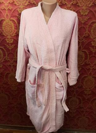 Розовый халат махровый из хлопка royal manor one size