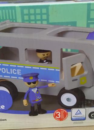 Дерев'яний набір автобус  Поліція з фігурками Playtive