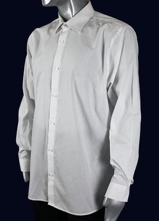 Белоснежная slim fit мужская рубашка от f&f