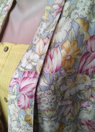 Красивый летний цветочный пиджак жакет в цветы/100% хлопок