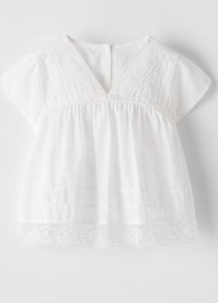 Романтическая белая блуза с кружевной отделкой zara