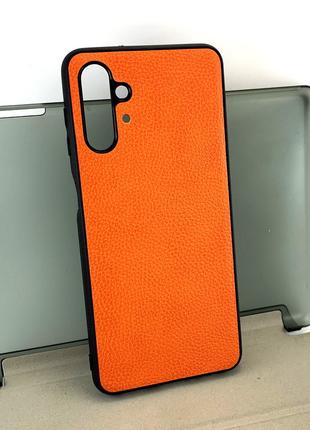 Чехол на Samsung A13, A135 4G накладка бампер оранжевый Экокож...