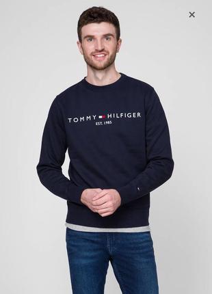 Tommy hilfiger мужской темно-синий свитшот tommy logo
