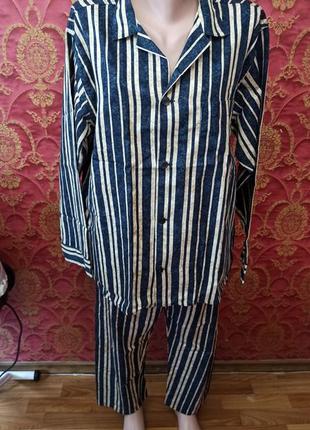 Шикарная сатиновая мужская пижама из хлопка l размер