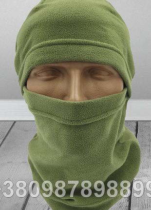 Шапка маска балаклава спецназ шапка балаклава флисовая зеленая