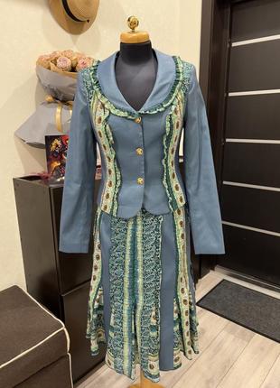 Костюм жіночий синій зі спідницею "дім моди" tamara collection