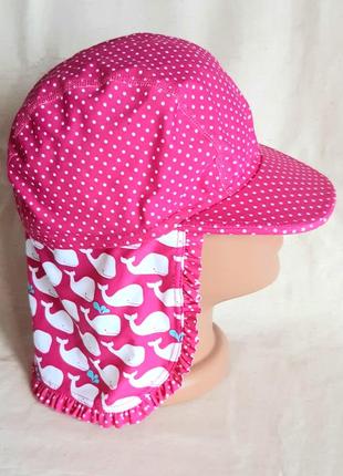 Пляжная кепка панамка в горошек с защитой китенок на 3-6 лет