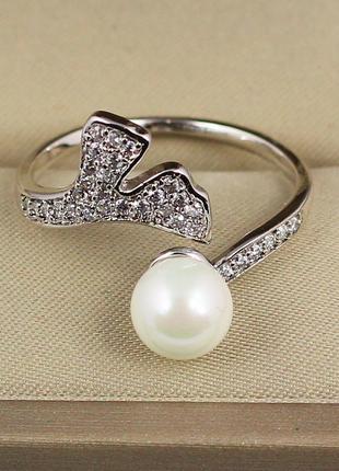 Кольцо Xuping Jewelry раздвижное Виктория с жемчужиной р 18 и ...