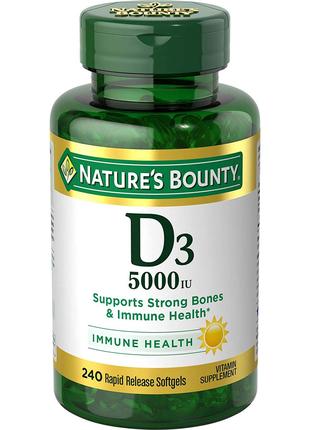 Витамин D3 5000IU (125 mcg) Nature's Bounty 240 мягких таблето...