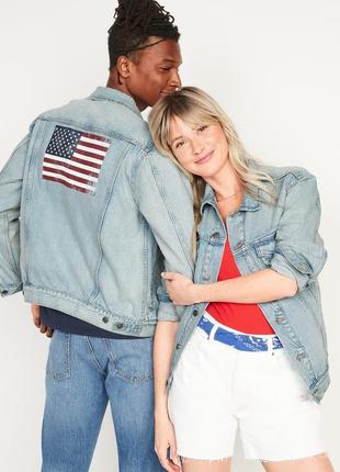 American flag graphic jean jacket for men
