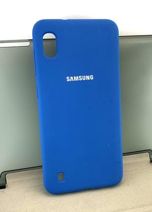 Чехол на Samsung A10, A105 бампер накладка Silicone Cover синий