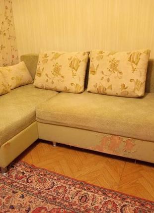 Мягкий угловой диван раскладной стандарт с боковыми полками дл...