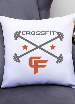 Подушка декоративна з принтом "схрещені штанги crossfit" push it