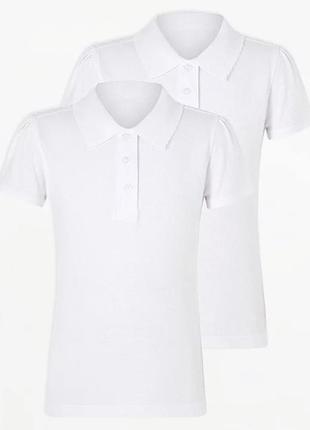 Белые футболки-поло, трикотажные блузочки на девочку