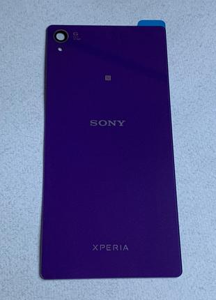 Задняя крышка для Xperia Z3 Purple на замену стеклянная фиолет...