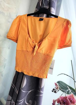 Яркая оранжевая блуза жатка gina tricot распродажа