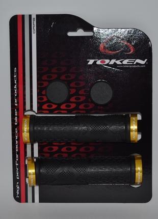 Грипсы Token - TK9881DL, черный-золотой