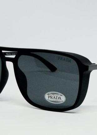 Prada стильные мужские солнцезащитные очки в черной матовой оп...