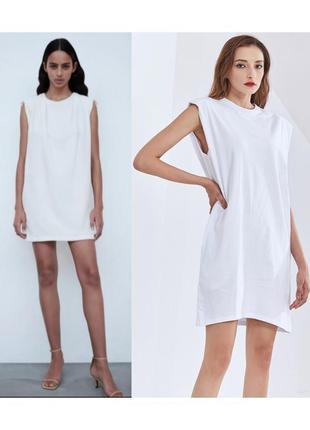 Оверсайз платье футболка без рукавов сукня хлопкова біла