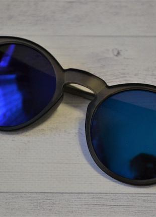 Очки солнцезащитные унисекс круглые Серый+синий