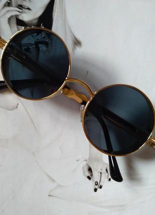 Круглые очки тишейды с шорами Черный+золото