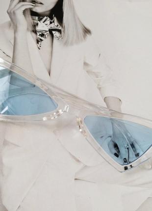 Треугольные стильные очки солнцезащитные голубой