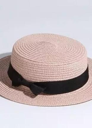 Взрослая шляпка соломенная светлый розовый