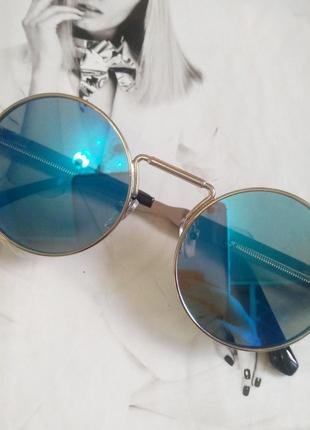 Круглые очки гоглы с пружинами Голубой