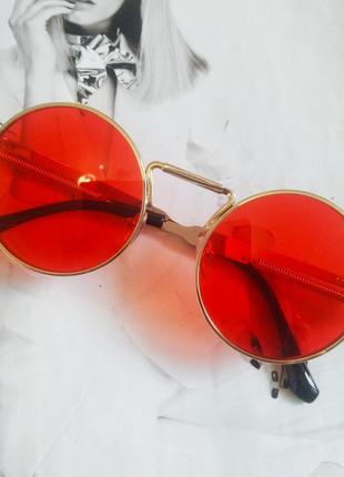 Круглые очки гоглы с пружинами Красный в золоте