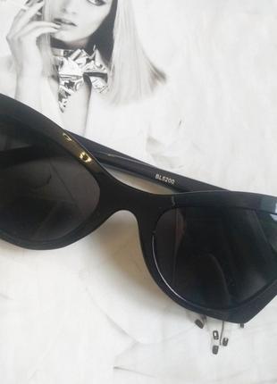 Солнцезащитные очки в стиле кошачий винтажные Черный глянец