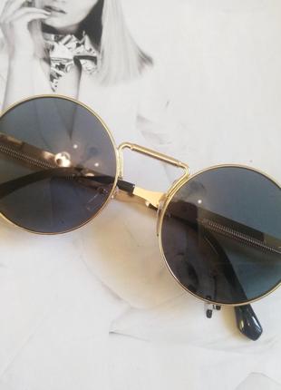 Круглые очки гоглы с пружинами Черный в золоте