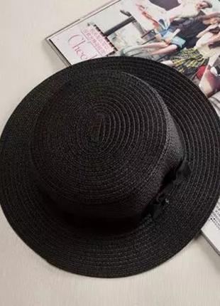 Взрослая шляпка соломенная черный