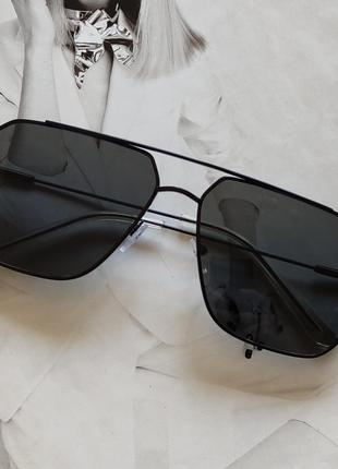 Квадратные очки авиаторы в тонкой оправе Черный