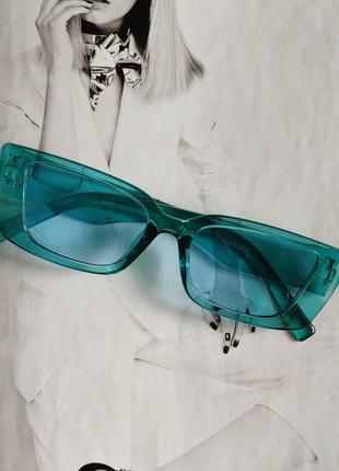 Солнцезащитные прямоугольные стильные очки Бирюзовый