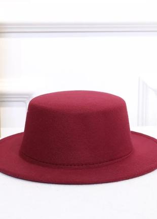 Стильная фетровая шляпа Канотье Бордовый