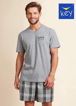 Чоловіча літня бавовняна піжама сірого кольору key mns 401 a22